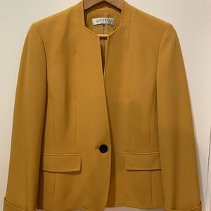 Kasper Womens collarless long sleeve Jacket in warm Mustard yellow 10P